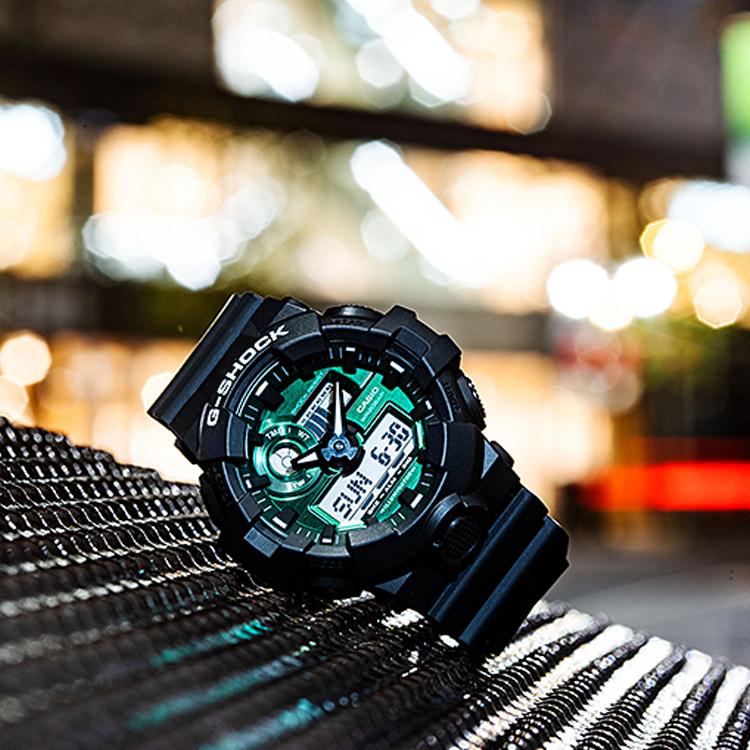 CASIO Men Liquid Crystal/Analog Dual Display Series Watch GA-700MG-1APR-person