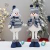 Blue Telescopic Snowman Plush Doll Christmas Decoration