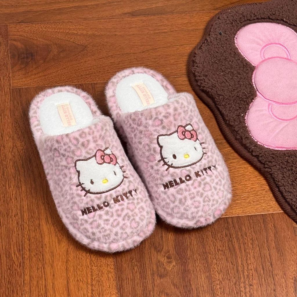 Genuine Sanrio Cartoon Furry Slippers - Women's Non-Slip Warm Winter Indoor Slippers with Plush Cotton and Velvet