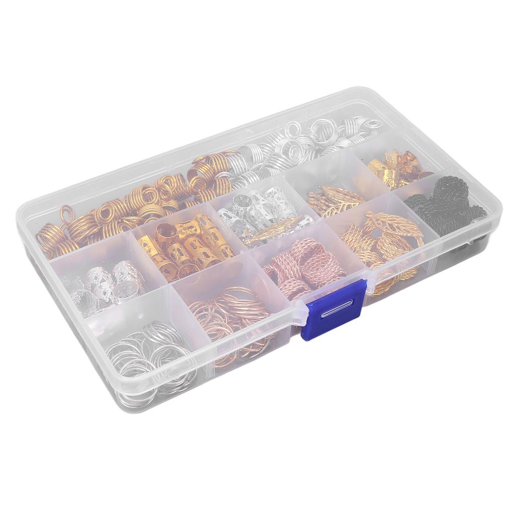 200pcs Hair Braiding Beads DIY Dreadlocks Hair Tube Cuffs Beads Hair Accessories for Hair Clip