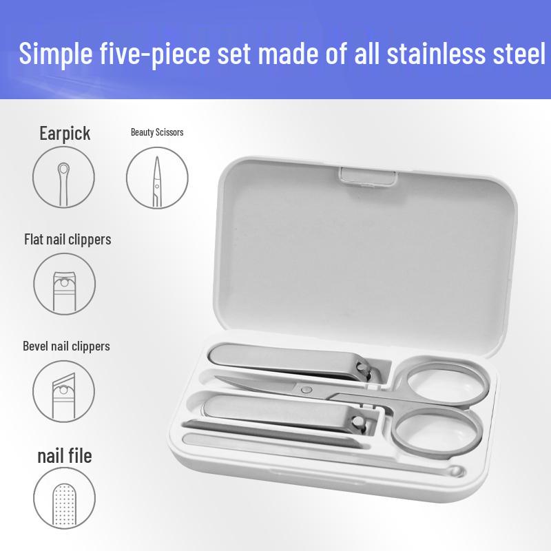 Xiaomi Mijia Nail Care Set: Slant-Mouth Nail Clippers, Manicure Knife, Ear Pick, and Portable Case.