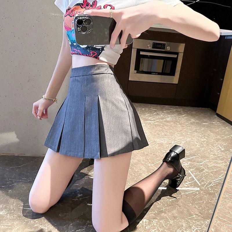 

Women s High Waist Black Pleated A-Line Skort - Summer Short Petite Style Small