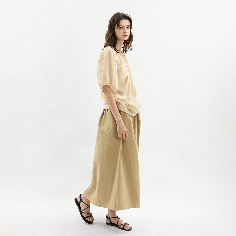 Wednesday Delight Wd_Pleated Flare Midi Skirt_Beige