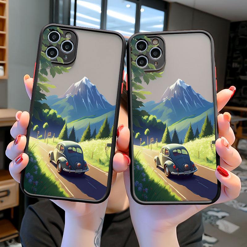 Phone Case For iPhone 16 11 12 13 15 14 Pro Max Mini 7 8 Plus SE20 X XR XS Cover Travel Mountain Scenery Shockproof Shells Funda