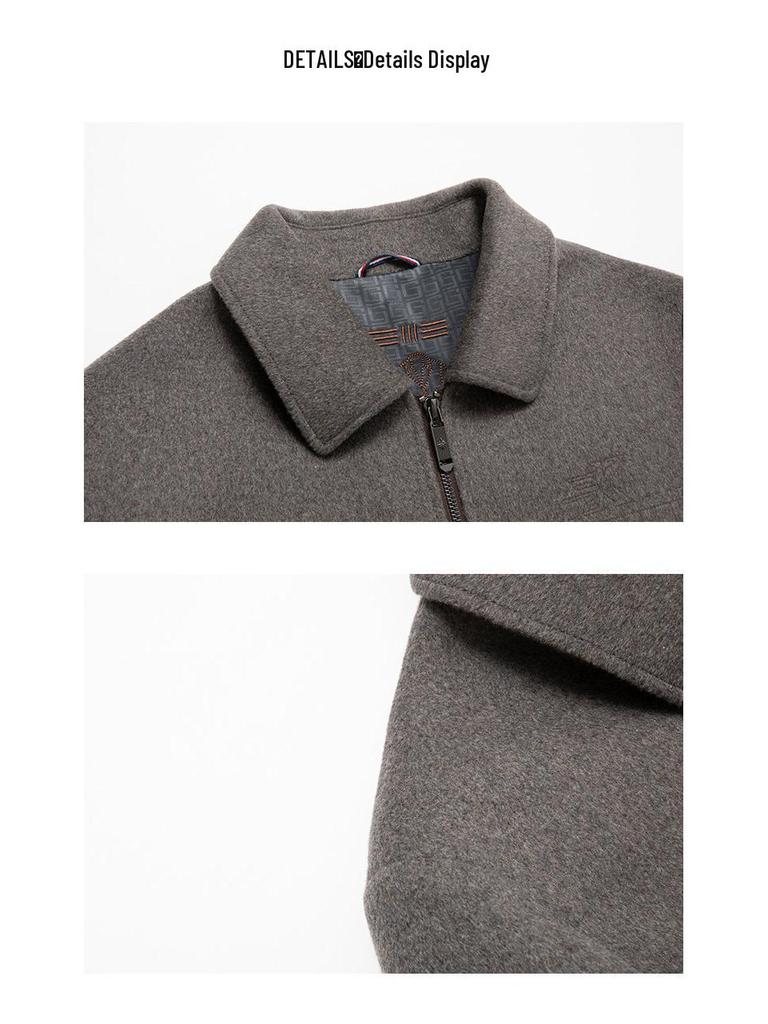 Men's Light Luxury Double-Sided Wool Coat - Short Lapel Autumn/Winter Jacket for Business Casual Wear