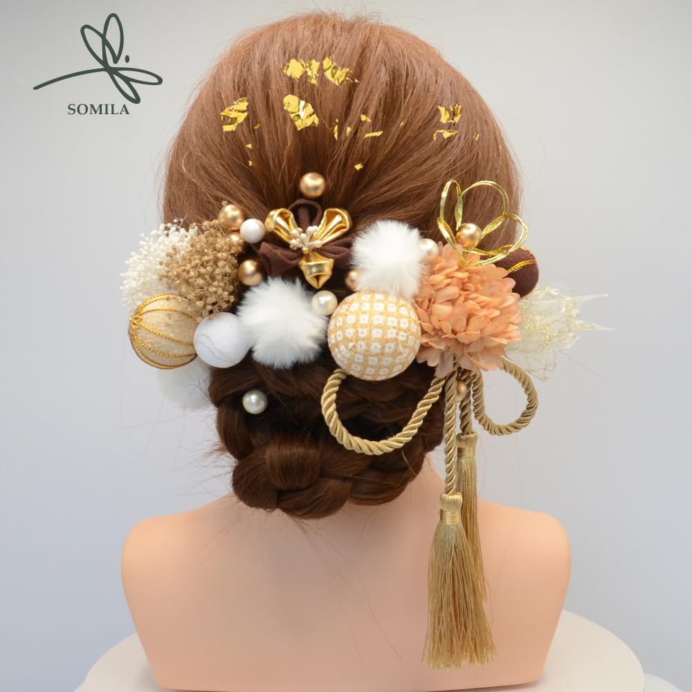 [SOMILA] [3 Colors Available] Hair Ornament for Coming-of-Age Ceremony, Graduation Ceremony, Japanese Clothing, Furisode, Kimono, Wedding,