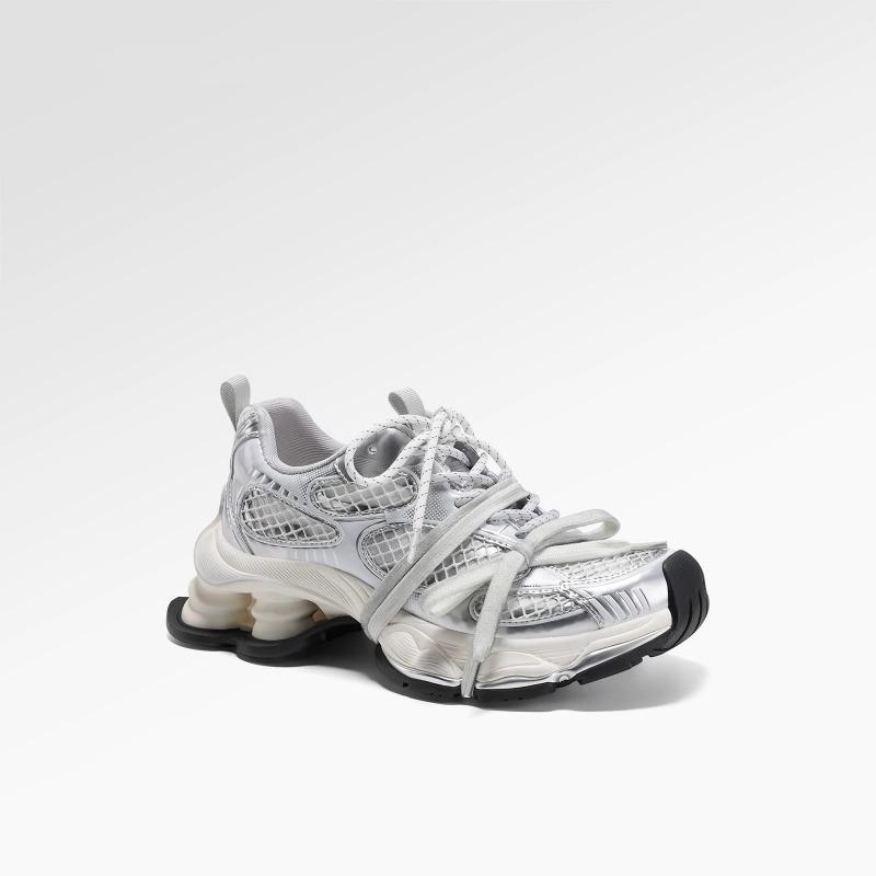 Platform dad shoes women's new spring mesh breathable and versatile height-increasing silver sneakers