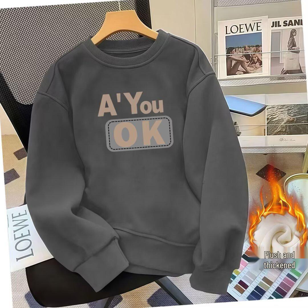 Men s 2025 Korean Style Letter Print Hoodie - Round Neck, Long Sleeve, Loose Fit, Autumn New Arrival. 2XL