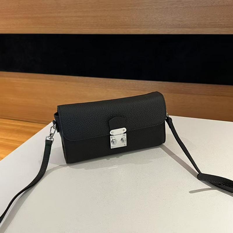 

2025 Новая кожаная женская сумка первый слой коровьей кожи сумка-конверт сумка через плечо мессенджер унисекс трансграничная оптовая 20x6x11cm чёрный