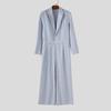 INCERUN Oversized Men Lapel Neck Long Sleeve Striped Loose Long Rompers Jumpsuits