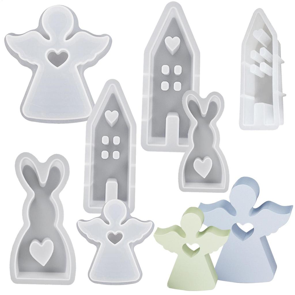 Crystal glue diy Epoxy resin three-dimensional ornaments easter stereo cute angel gypsum candle ornaments silicone mold