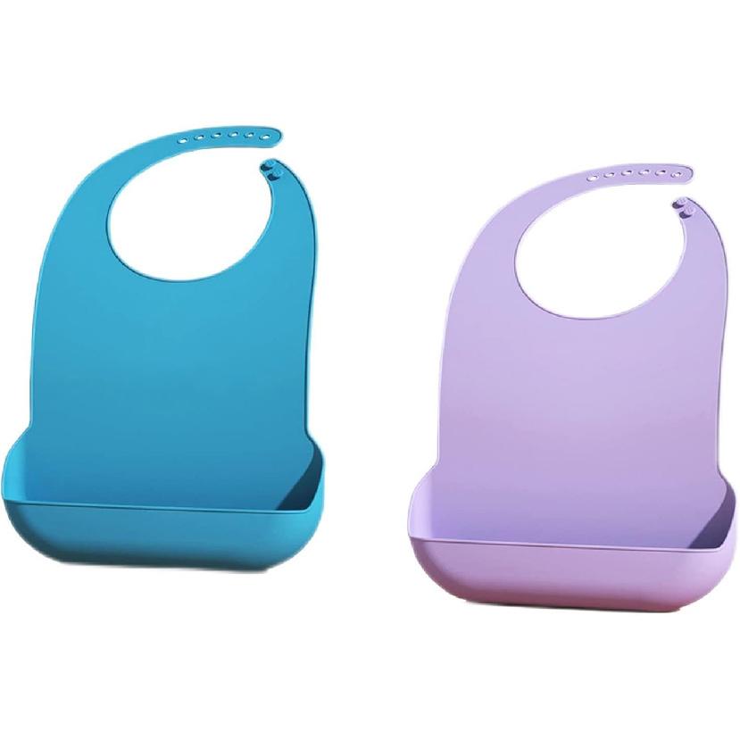 2 pieces adult bib Large silicone adult bibs with crumb catcher, adjustable waterproof clothes protector, Bibs for Elderly Women and Men, Senior