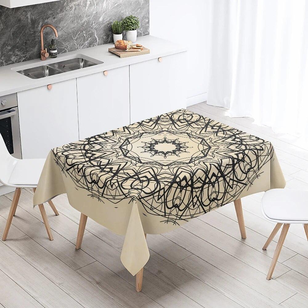 Abstract Minimalist Floral Face Lines Leaves Rectangle Tablecloth Boho  Wedding Decor Restaurant Table Kitchen