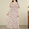 Manica corta Plus size vintage floreale nuovo in abiti da donna casual abito lungo estivo ampio