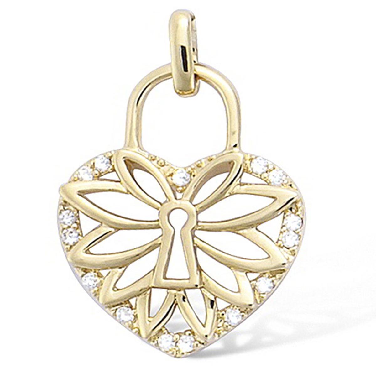 

Les Trésors De Lily [M6185] - Позолоченный кулон Love Padlock из белого золота - 25x17 мм