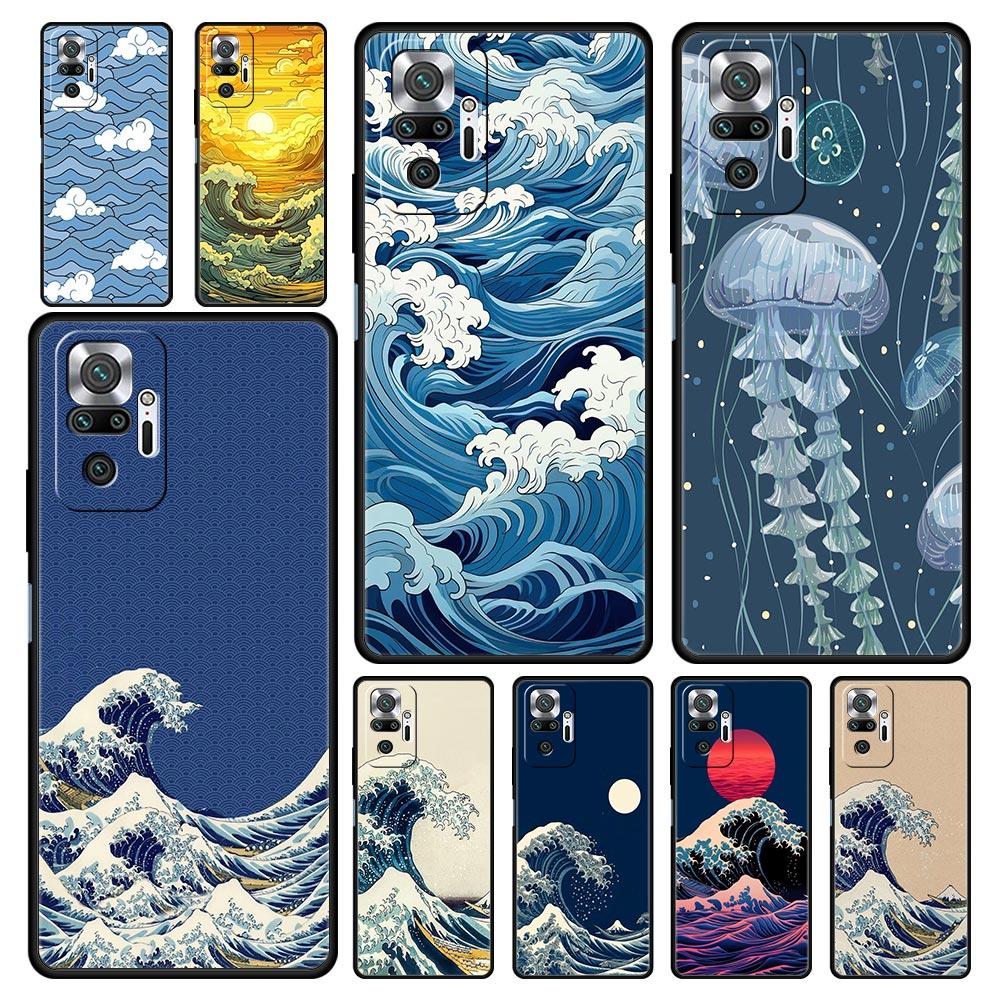 Fashion Great Blue Wave Phone Case For Xiaomi Redmi Note 14 13 12 Pro Plus 5G 9S 9 10 11 4G 14C 13C 12C 10C 9C 9A Soft Cover