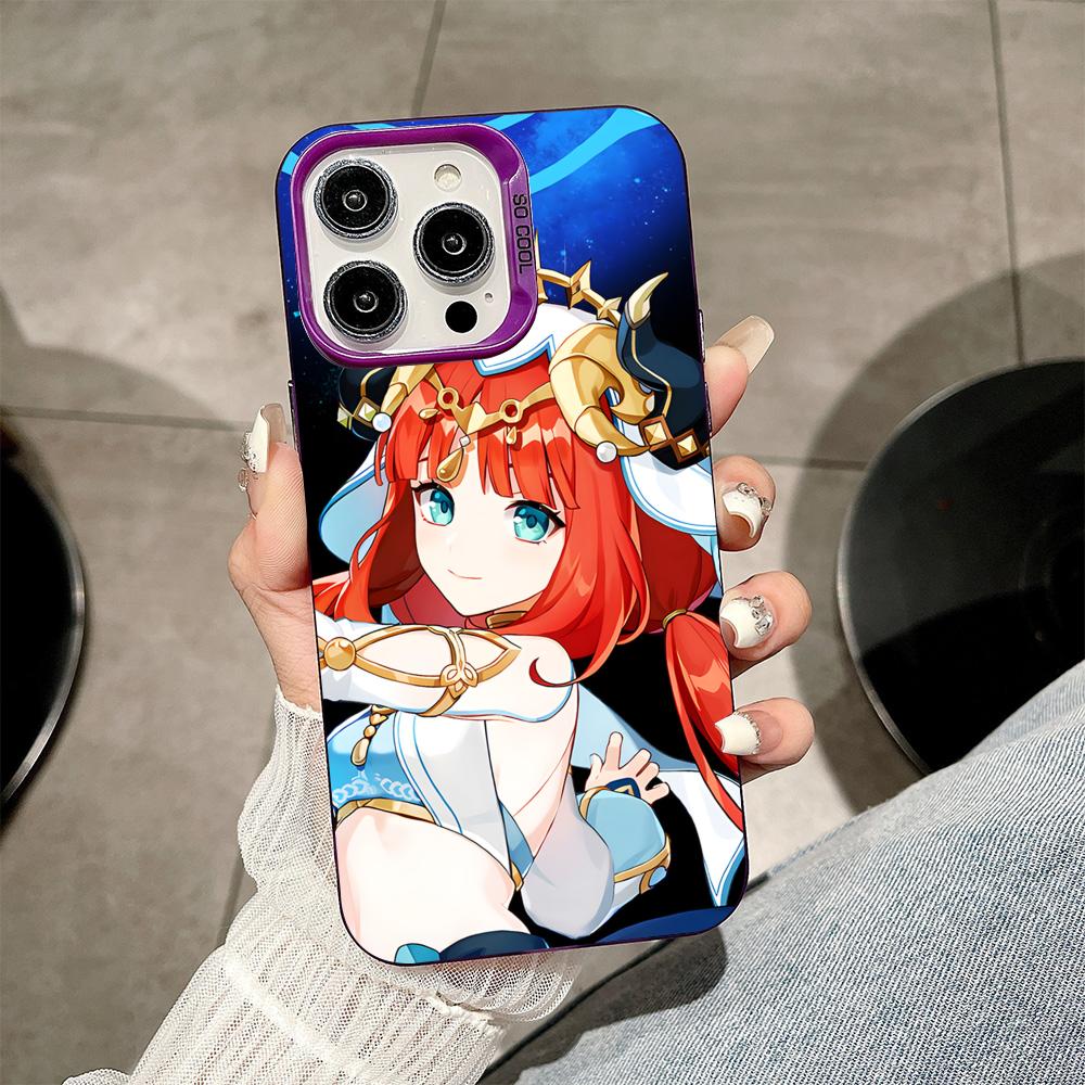 Spiel GI Nilou Lila Transluzente Handyhülle für iPhone 17 16 15 14 13 12 11 X XR XS 8 7 Air Pro Max Plus Bunte Hülle
