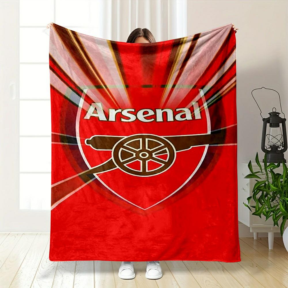 Arsenal logo on red background blanket Flannel blanket for bedroom, living room, sofa, and nap sofas