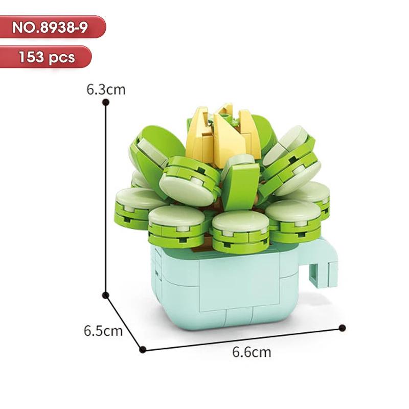 New Flowers Succulents Building Blocks Everlasting Bonsai Tree Gardens Romantic Girls Bricks Potted Plants Hot Model Kids Toys