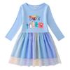 Korean Style Children's Princess Dress - Short/Long Sleeve with Stars, Rainbow Sequins, and Mesh Pleats for Spring, Summer, and Autumn