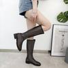 Fashion No Inner Cool Boots Summer New Round Head Mesh Breathable Back Zipper Anti-slip Wear-resistant Square Heel Mid-calf Boots