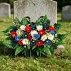 Flor Artificial para o Dia da Memória para Cemitério Resistente a UV Vermelho Branco Azul Bouquet Patriótico de Flores Silvestres para Decoração de Túmulo no Dia dos Veteranos