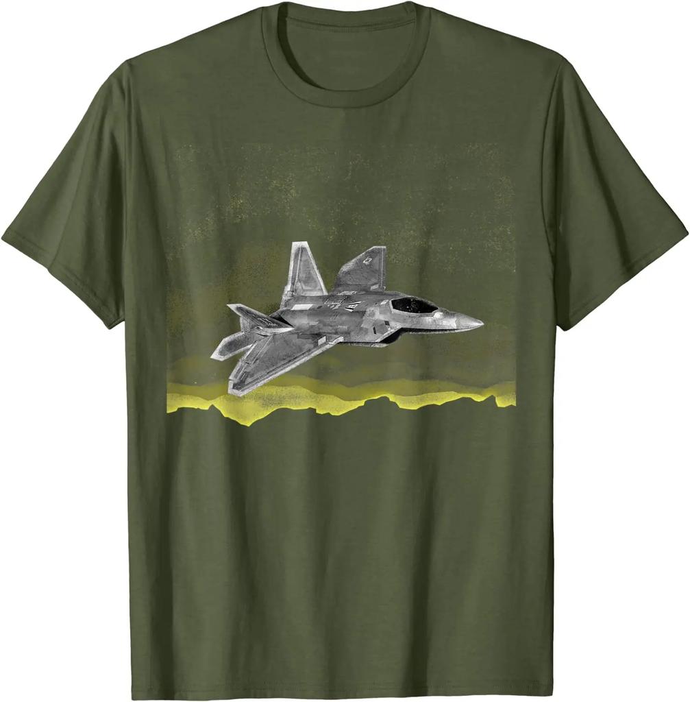 F22 Raptor Kolekcjonerski Wojskowy Męski T-shirt Krótki Rękaw Casual 100% Bawełna Okrągły Dekolt Letnia Koszulka