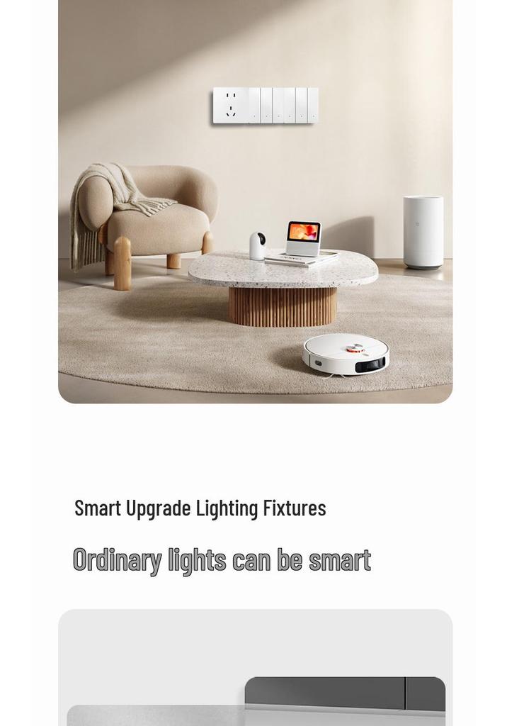 Smart Ultra-Thin Panel Switch: Compatible with Mijia App for Remote Control, Voice Commands, and Timed Scenes.