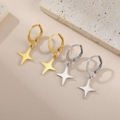 Simple Gold Star Earrings Stainless Steel Hoop Ear-cuffs Small Moon Earrings for Women Girls