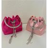 Sparkling Rhinestone Bucket Bag Women PU Leather Small Square Handbag Vintage Style Fashion Accessory