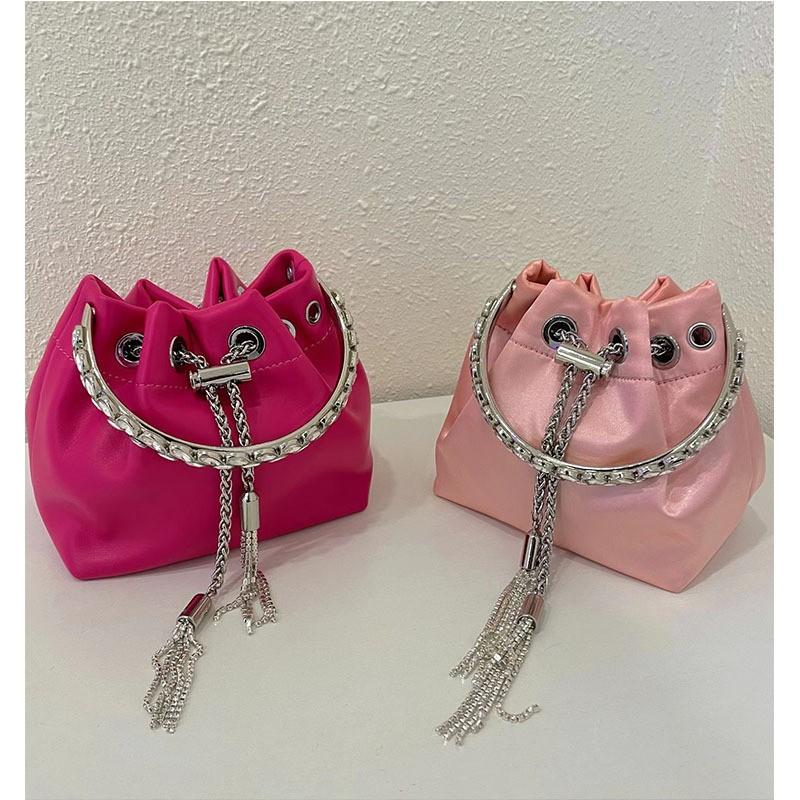 Sparkling Rhinestone Bucket Bag Women PU Leather Small Square Handbag Vintage Style Fashion Accessory