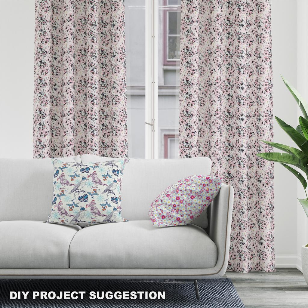 Royal Samt Stoff Polyester Zum Nähen - Motiv Blumen Mit Einer Katze