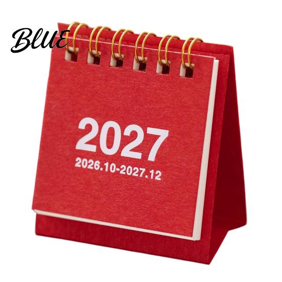 Gold Twin Binding Desk Calendar Mini 2026-2027, Oct 2026 To Dec 2027 Standing Flip Small Artistic Office Stationery Supplies Calendar, 14 Monthly