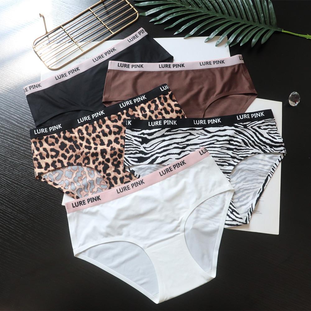 Einfache, modisch bedruckte einteilige High-Spring-Unterwäsche für Damen aus Eisseide, mittlerer, niedriger Bund, Damenslips