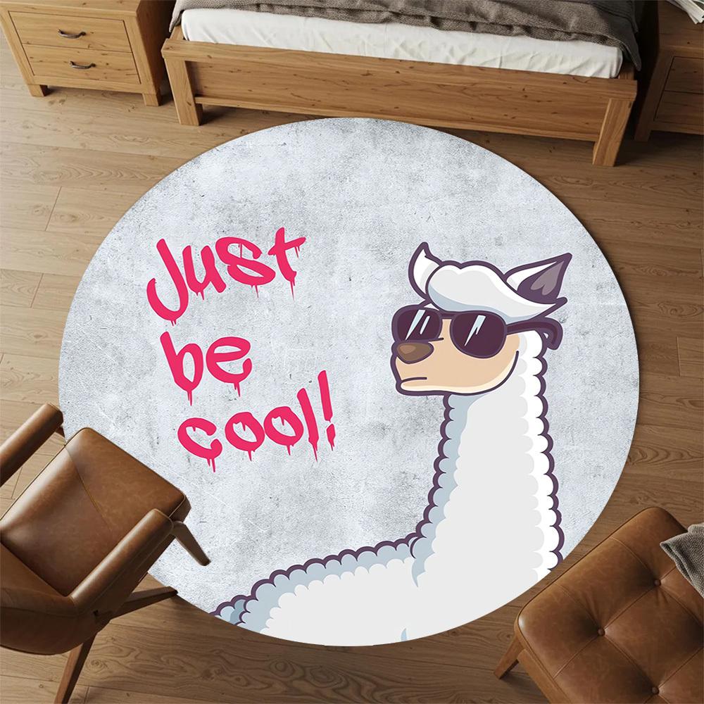 1pc llama cool Round Chair mat Area Rug - Non-Slip, Floor Mat for Office, Bedroom, and Indoor Decor c1118064