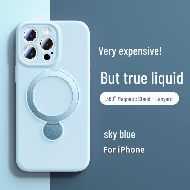 Liquid Silicone Magnetic Stand Case for iPhone 15/16 Pro Max - Full Coverage Protective Cover