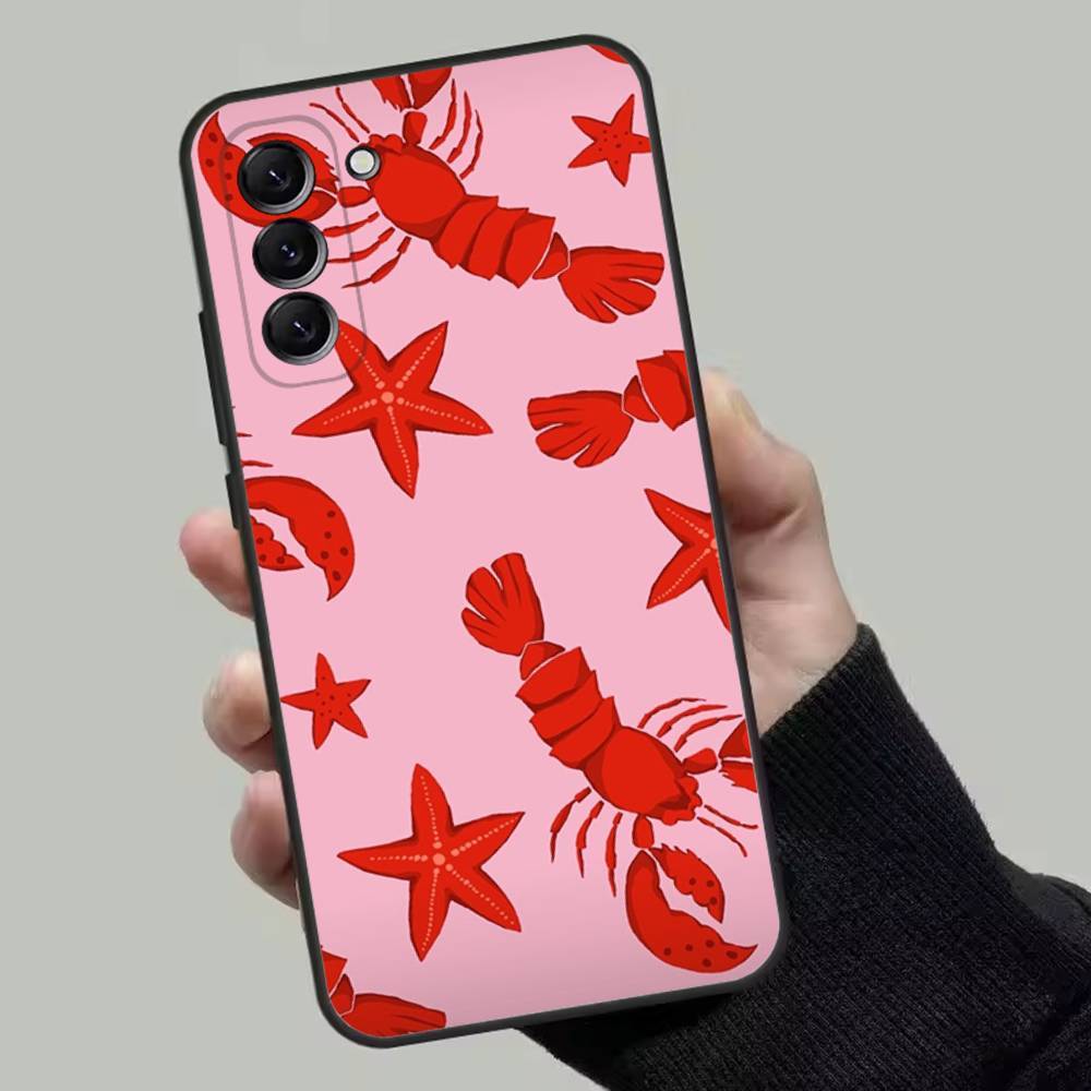 Animal Lobster Phone Case For Samsung Galaxy A13,A21s,A22,A31,A32,A52,A53,A71,A80,Soft Black Shell