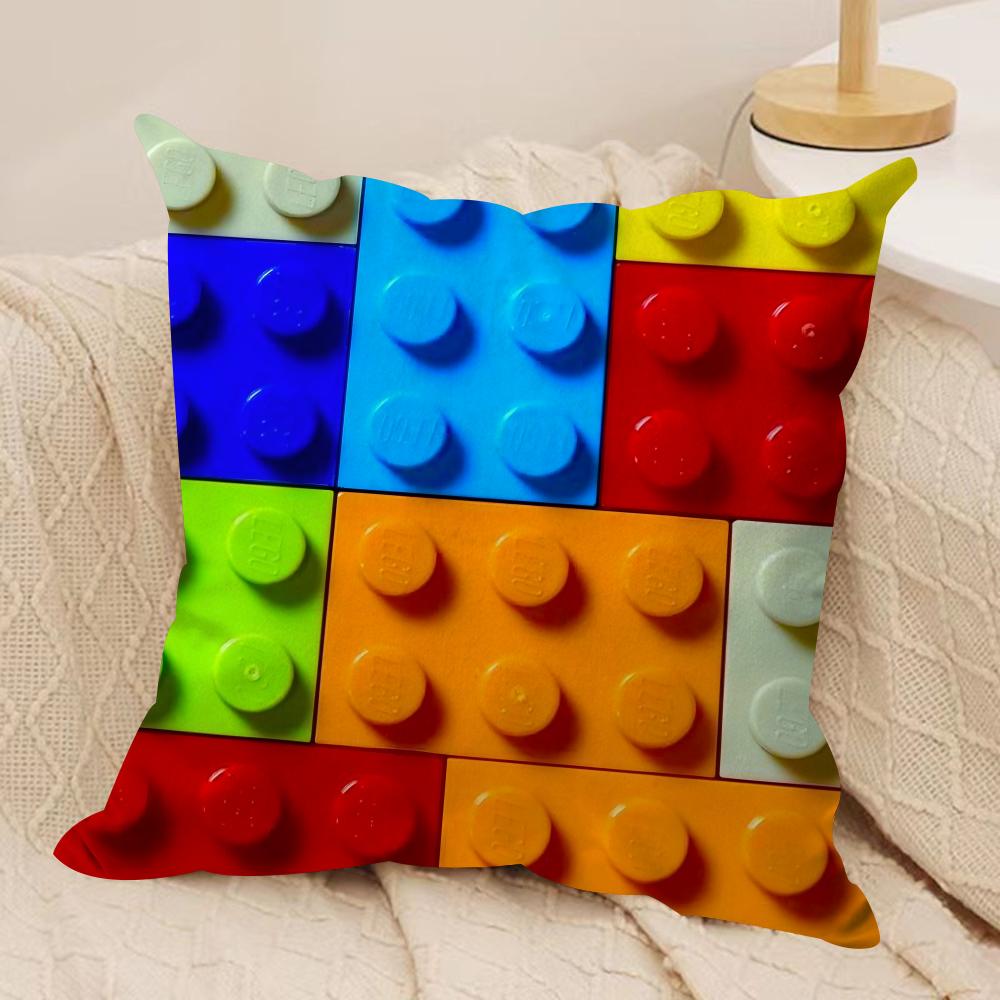 

BBuilding Blocks Deco Cushion Cover Pillowcase Ultra Soft Skin Friendly Fabric Cloud Like Comfort Concealed Zipper 30x30cm
