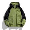 Men's Spring and Autumn Plus Size Hooded Colorblocking Jacket Loose Casual Straight Hem Punching Jacket