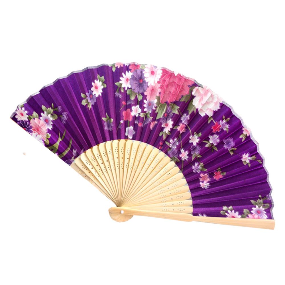 Folding Fan Classical Wood Hand Held Dancing Fan Chinese Style Room Decoration Gift Craft Performances Fan Wedding Supplies