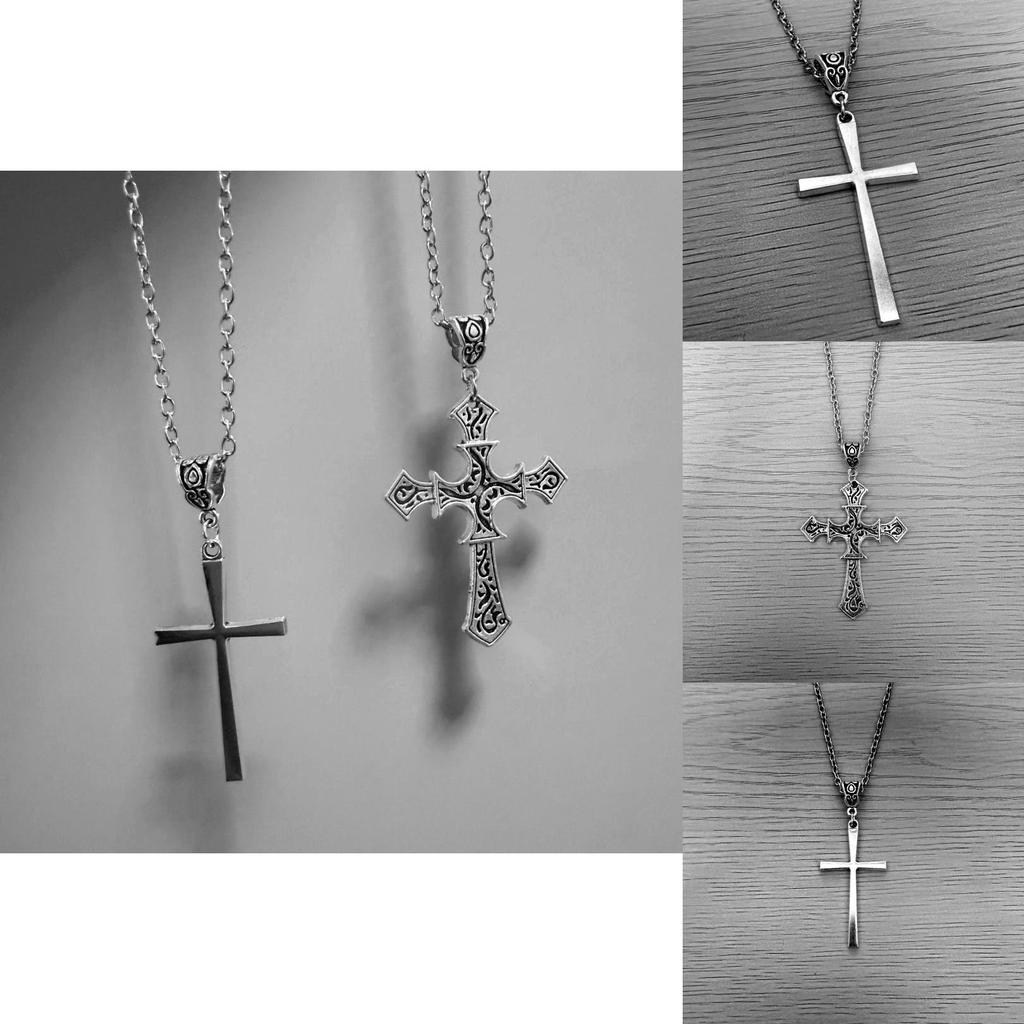 Cross Necklace For Men With Alloy Pendant And Chain Fashion Street Style For Daily Wear
