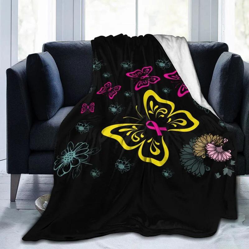 Butterfly Throw Blanket Smooth Lightweight Soft Print  for Travelling Camping Gift Kid Adult Flannel Fleece  Queen