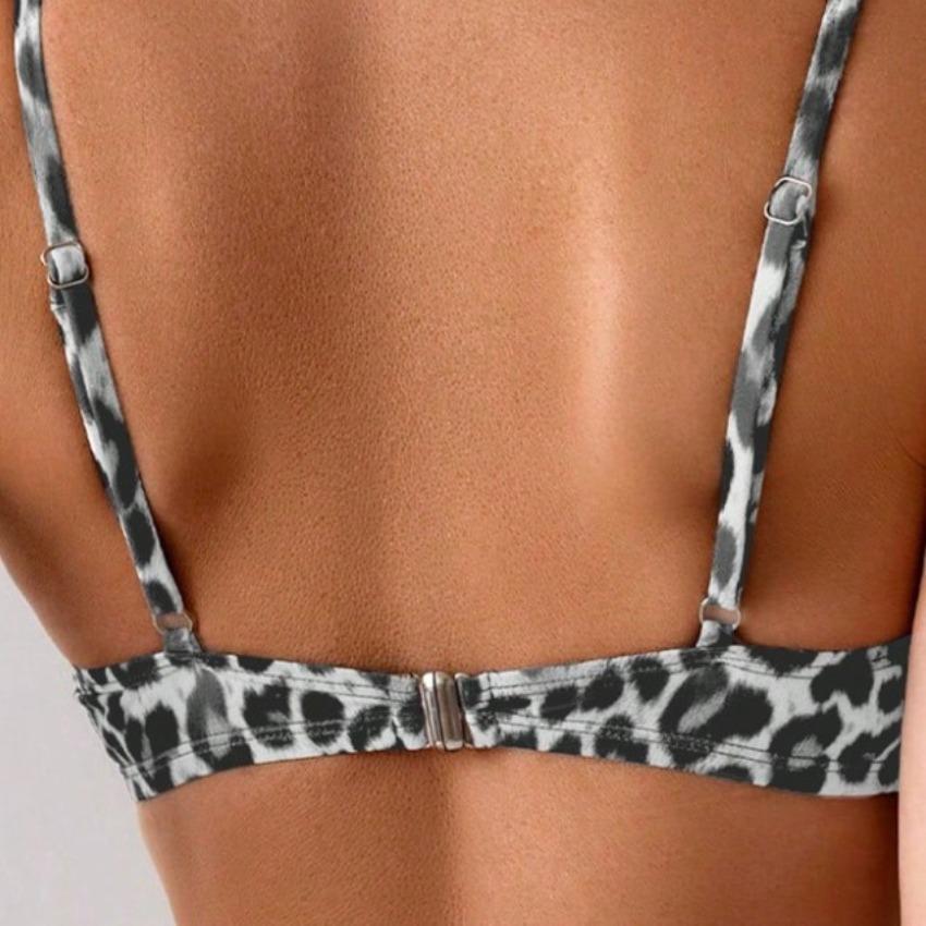 2026 New Women Separated Bikini, Leopard Print with Metal Thin Straps Sexy Swimwear