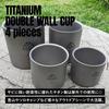 TITAN MANIA Double Dual Double Wall Stacking Tea Solo Outdoor Camping Storage Bag Included of Cup, Titanium, Wall, Structure, Mug, Mug, Lightweight,