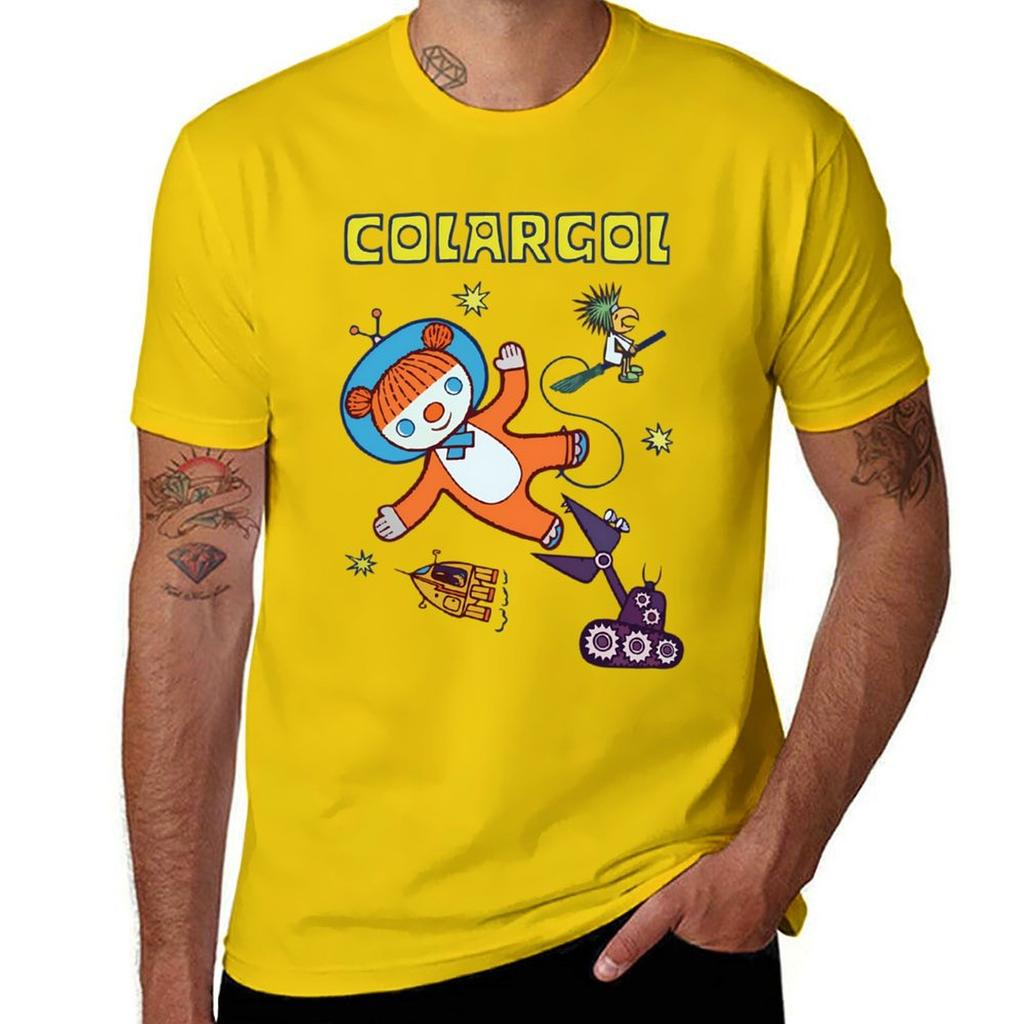 Colargol Bär im Weltraum T-Shirt Vintage Koreanische Mode Ästhetische Kleidung Schnelltrocknende Herren Weiße T-Shirts