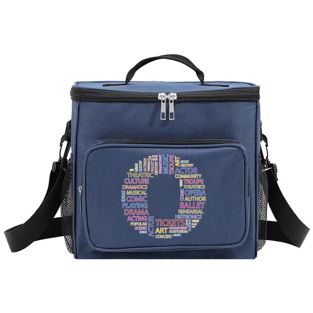 Insulated Bags Portable Shoulder Lunch Bag Waterproof Cooler Box Thermal Organizer Handbag for Men and Women Text Letter Pattern