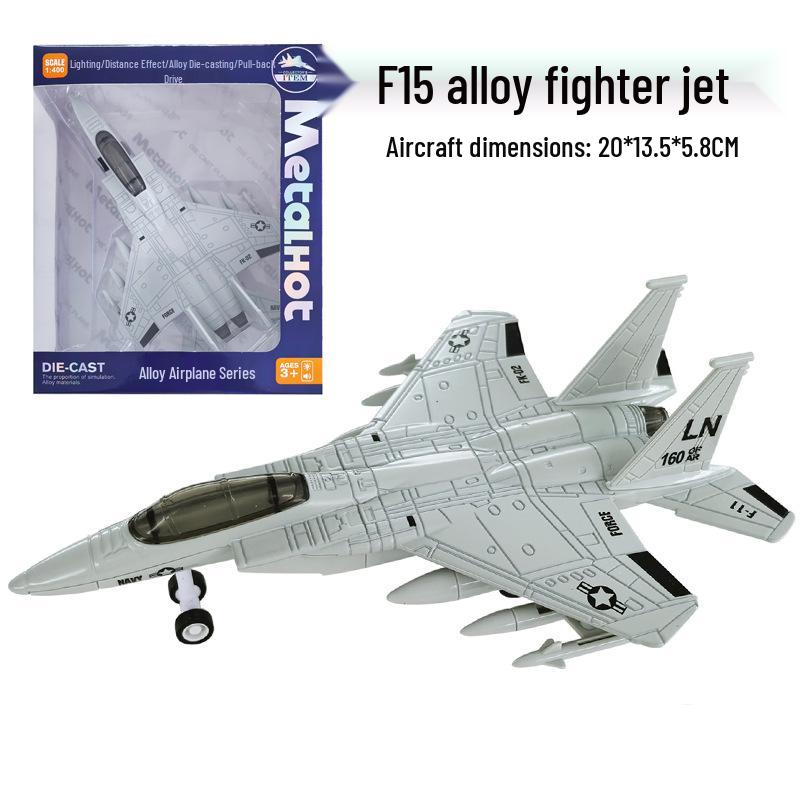 Meileqi Alloy Fighter Jet Toy with Pull-back, Sound & Light - F14, F15, F18, F22 Models