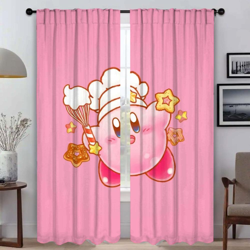 Window Curtain for Room 2 Panel Kawaii Cartoon K-KirbyS Kitchen Curtains Shades Tulle for Bedroom Home Interior Curtains Living