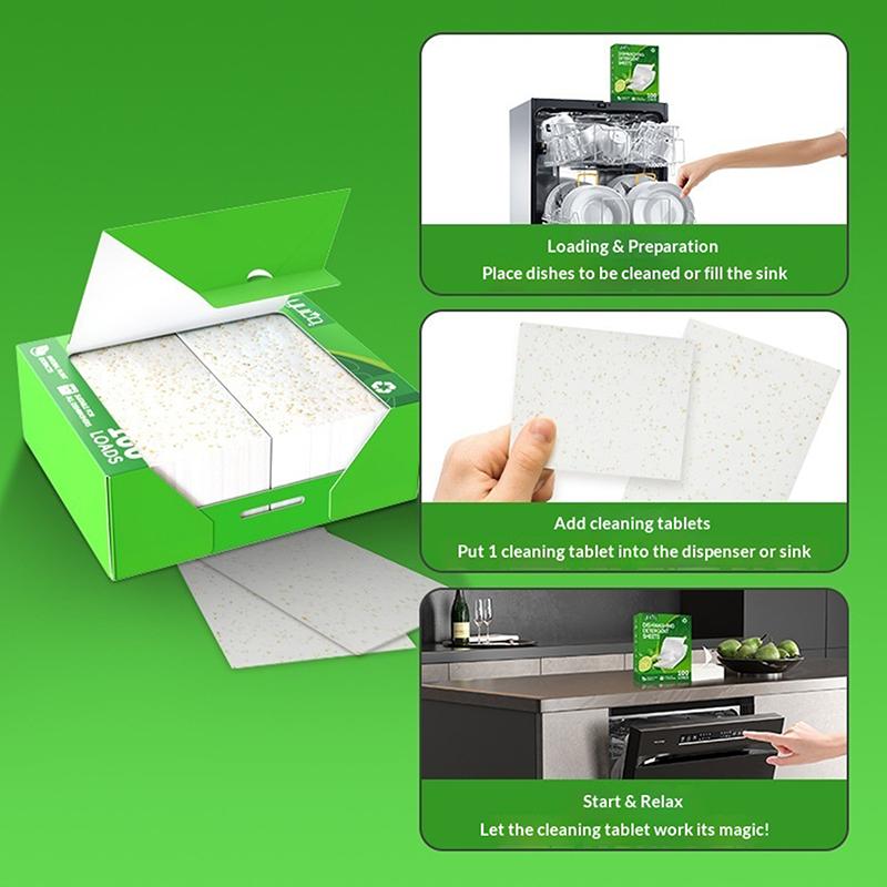 30/100 Pezzi Detergente per Lavastoviglie Rimozione Sporco Grasso Deodorante Pastiglia Detergente Macchine Ciotole Strumento Cucina Foglio Detergente per Lavastoviglie
