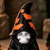 Mysterious Bookshelf Ornaments Halloween Skeleton Wizard Figurine, 3D Printed Gothic Statue with Retro Home Decor Pumpkin& Bat Hat, And Tabletop